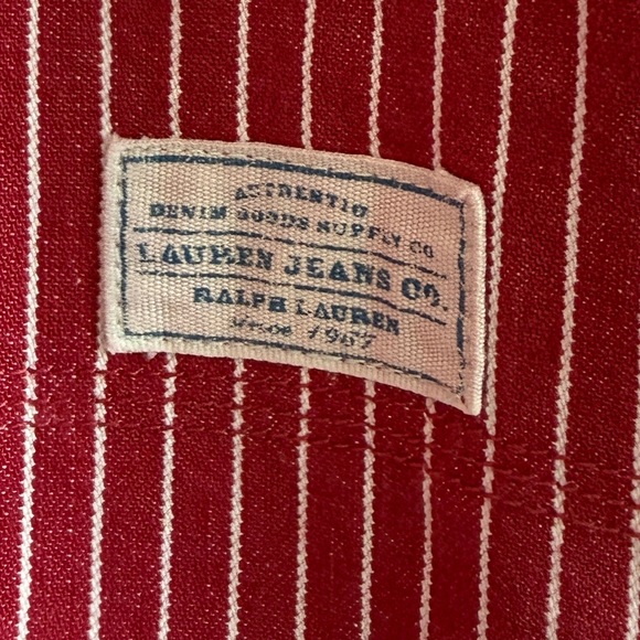Vtg Ralph Lauren Jeans Co Blue Corduroy Collar Red Pinstriped Chore Barn Jacket - Picture 6 of 16